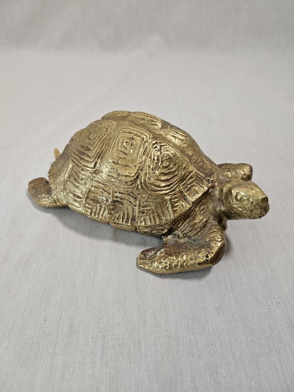 Brass Turtle - Large Hollow Lost Core Brass Unbranded VTG Turtle Figurine